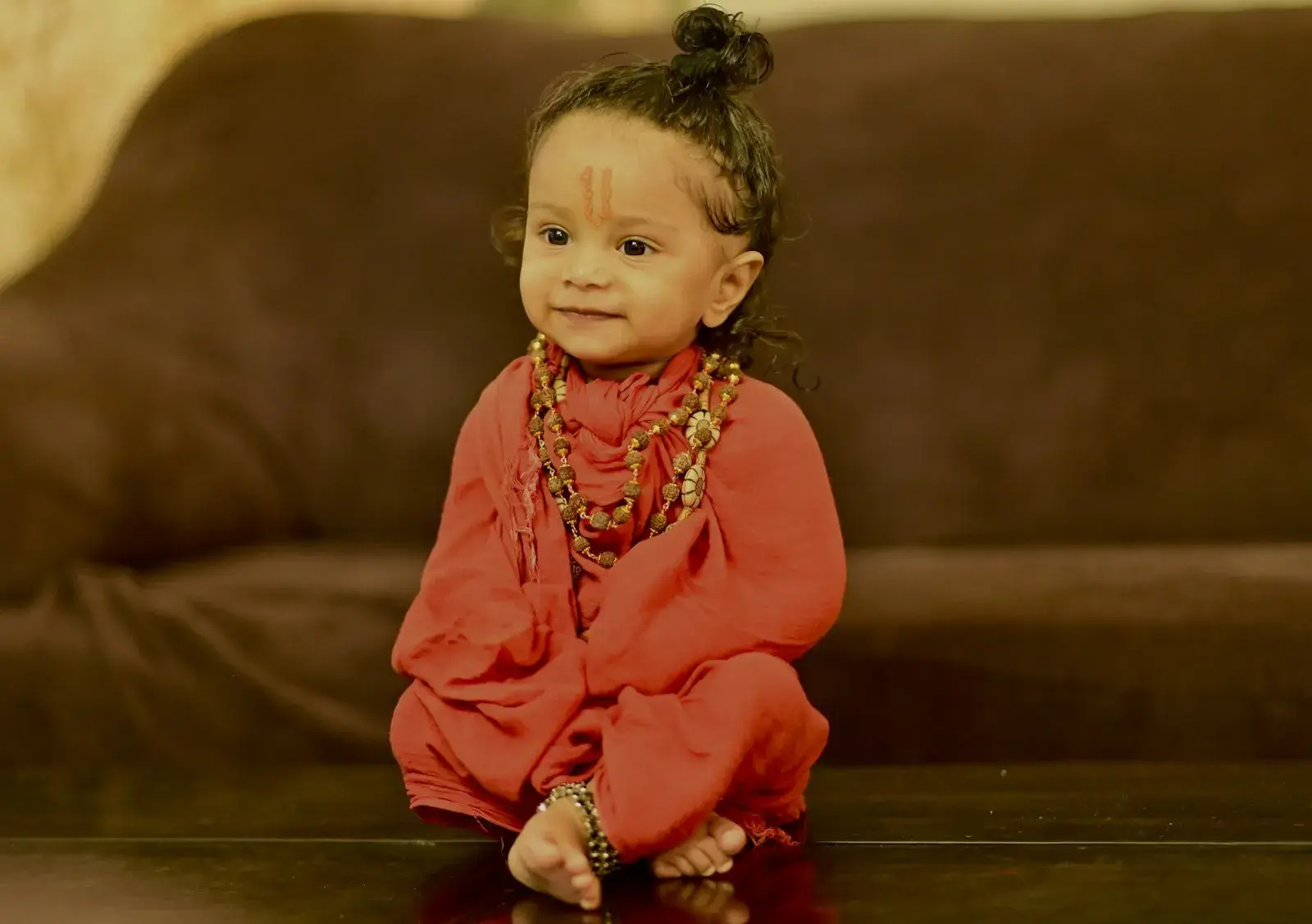 Girl in an orange frock
