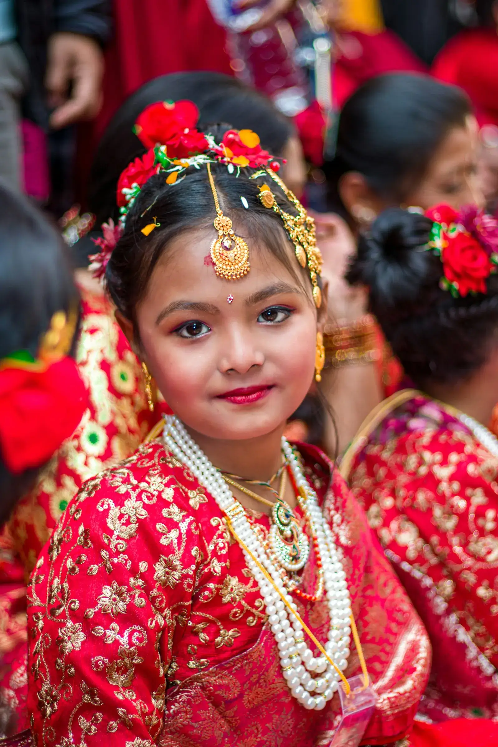 Girl in red traditional wear